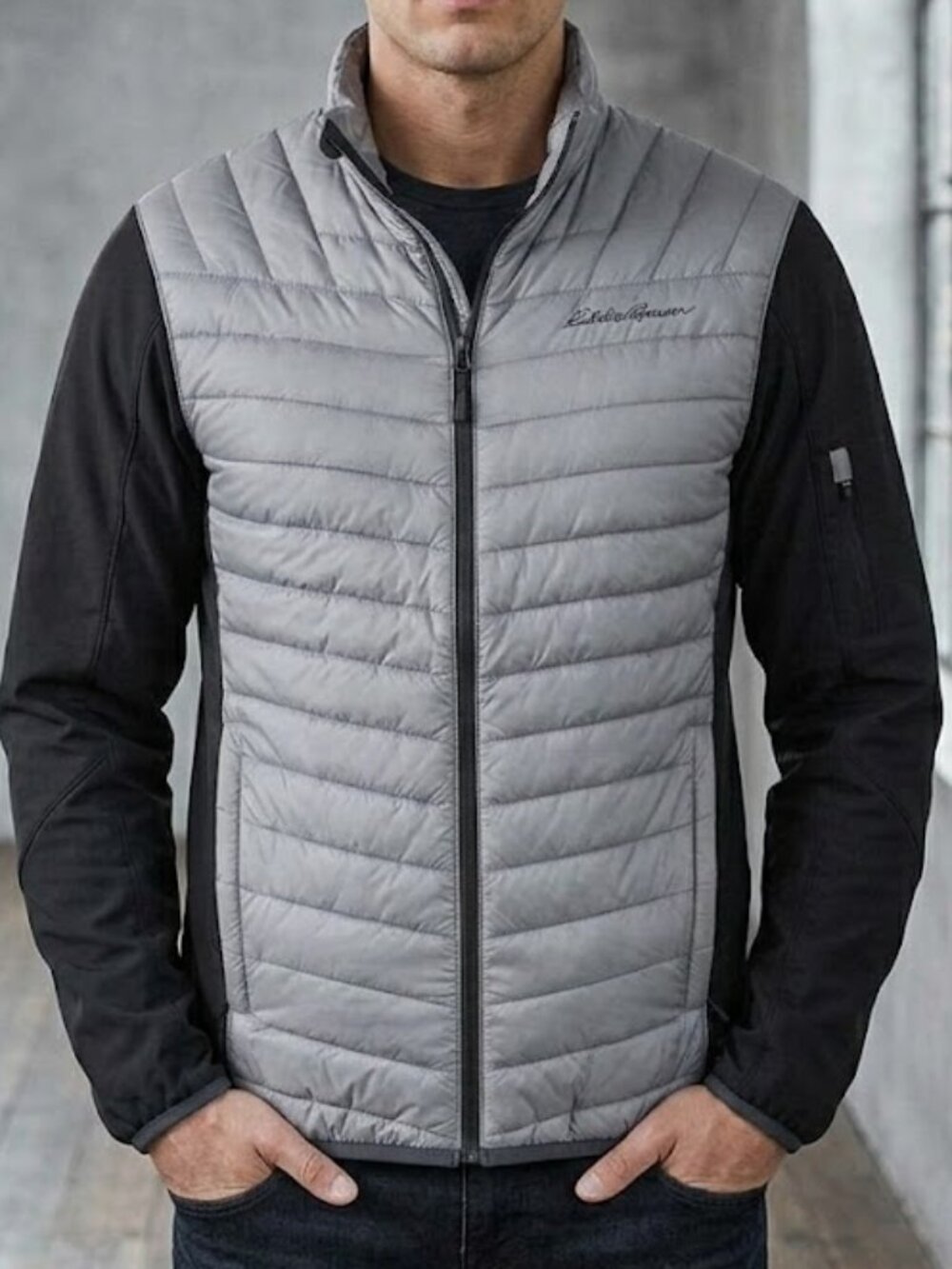 Eddie Bauer Freeheat Puffer Lightweight Hideaway Hood Hooded Jacket Men's S